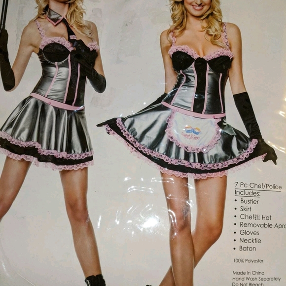 Seven Til Midnight Women's Double Trouble Cop Chef Costume Sz S/M New - Picture 1 of 4